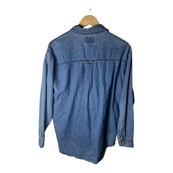 Vintage Christmas Kitschy Shirt Denim Embroidered Cotton - Picture 2 of 3